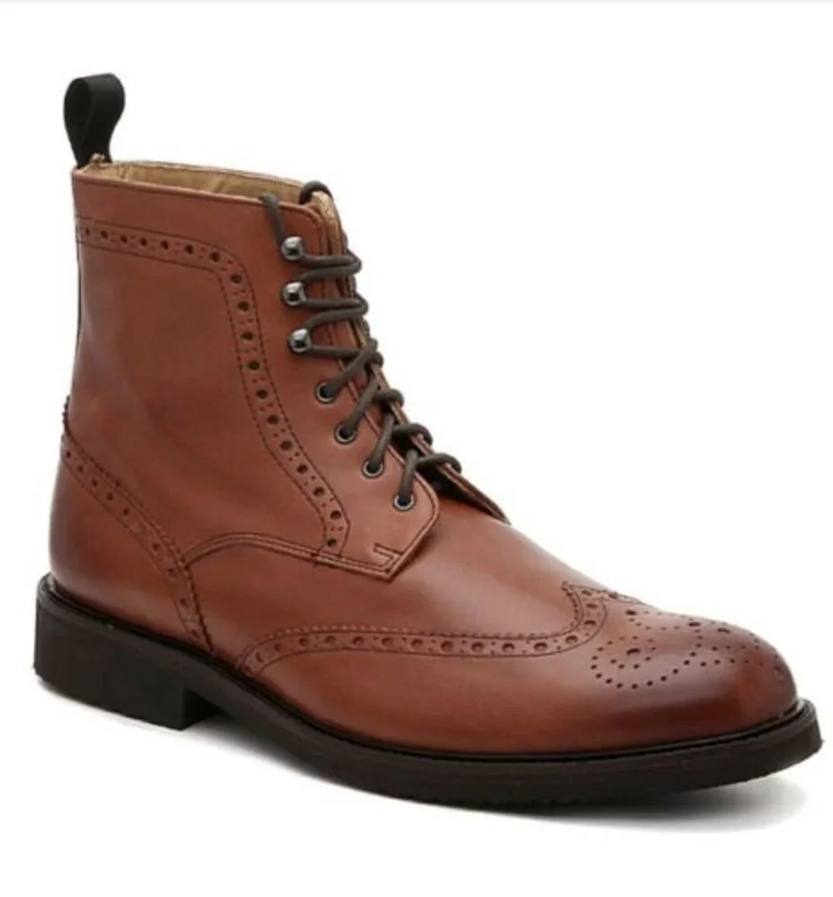 New Mercanti Firentini Mens Made In Italy Boots Brown size 8 Full Brandy $179